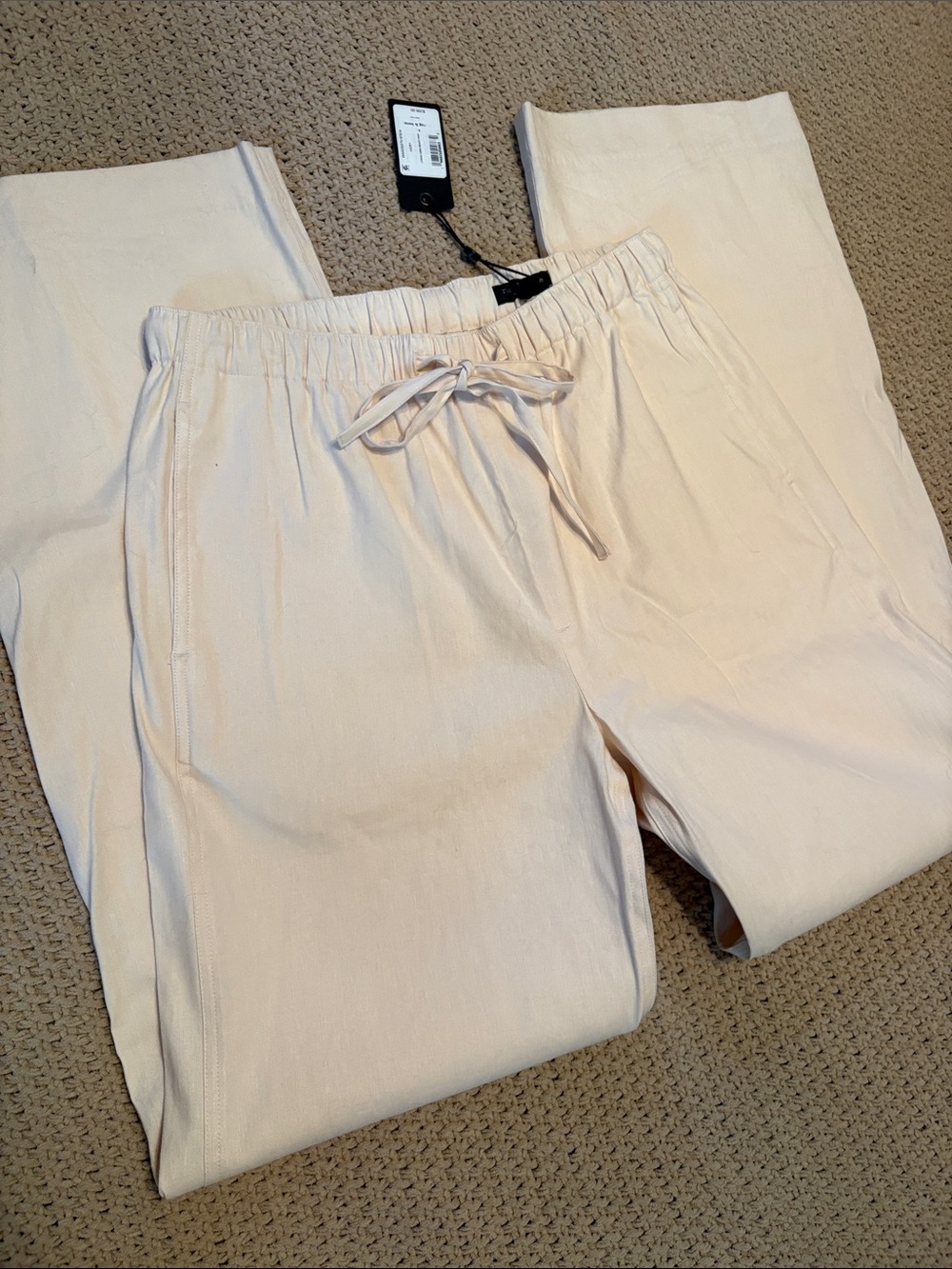 RAG & BONE Linen and Bamboo Ivory Logan Beach Pants Resort $298 NEW with Tags